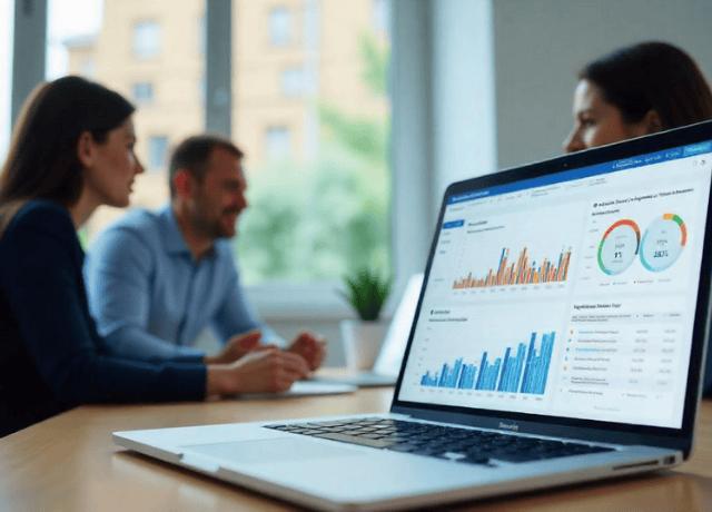LMS insights with charts and performance metrics on a shared screen